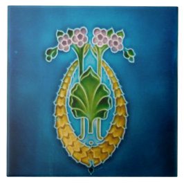 Art Nouveau ceramic fireplace wall tile blue Fliese