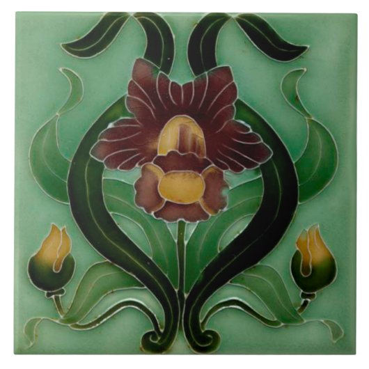 Art Nouveau Ceramic fireplace wall tile Fliese (Vorderseite)