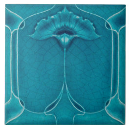 Art nouveau ceramic tile blue fliese