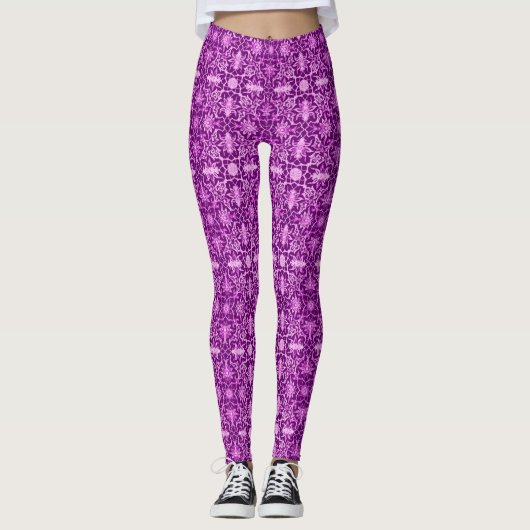 Art Nouveau Chinese Pattern - Amethyst Lila Leggings (Vorderseite)