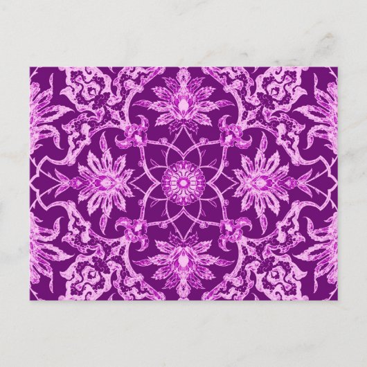Art Nouveau Chinese Pattern - Amethyst Lila Postkarte (Vorderseite)
