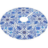 Art Nouveau Chinese Pattern - Cobalt Blue & White Polyester Weihnachtsbaumdecke (Schrägansicht)