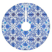 Art Nouveau Chinese Pattern - Cobalt Blue & White Polyester Weihnachtsbaumdecke (Vorderseite)