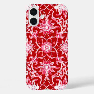 Art Nouveau Chinese Pattern - Deep Red iPhone 16 Plus Hülle