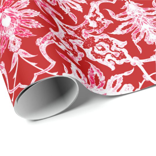 Art Nouveau Chinese Pattern - Deep Red Geschenkpapier (Rolleneckpunkt)