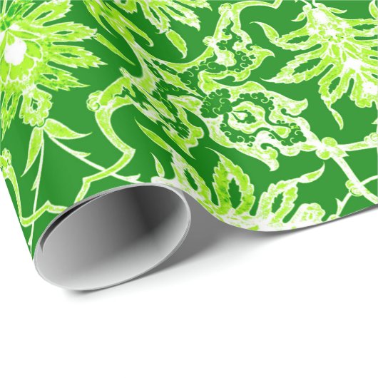 Art Nouveau Chinese Pattern - Emerald Green Geschenkpapier (Rolleneckpunkt)