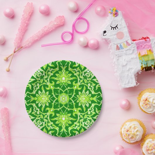 Art Nouveau Chinese Pattern - Emerald Green Pappteller (Party)