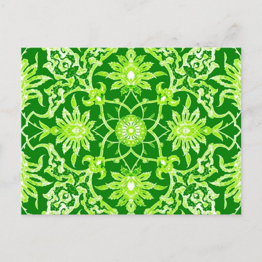 Art Nouveau Chinese Pattern - Emerald Green Postkarte (Vorderseite)