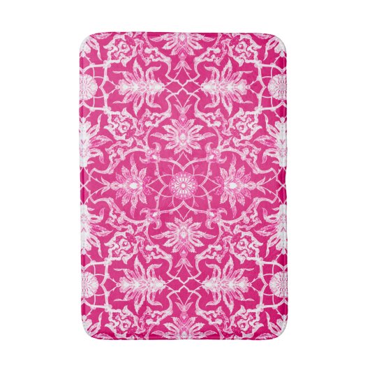 Art Nouveau Chinese Pattern - Fuschia Pink Badematte (Vorderseite Vertikal)