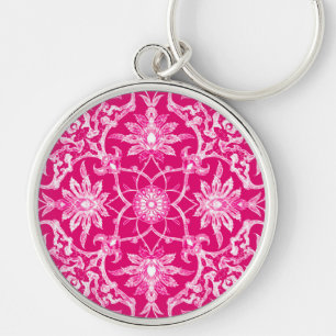 Art Nouveau Chinese Pattern - Fuschia Pink Schlüsselanhänger