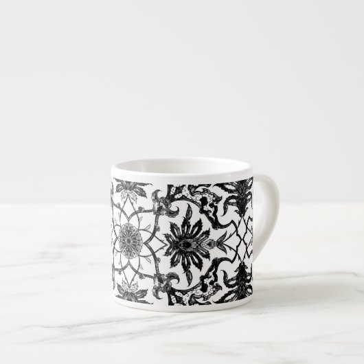 Art Nouveau Chinese Pattern - Schwarz und Weiß Espressotasse (Vorderseite Rechts)