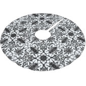 Art Nouveau Chinese Pattern - Schwarz und Weiß Polyester Weihnachtsbaumdecke (Schrägansicht)