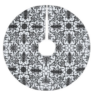 Art Nouveau Chinese Pattern - Schwarz und Weiß Polyester Weihnachtsbaumdecke