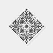 Art Nouveau Chinese Pattern - Schwarz und Weiß Serviette (Ecke)