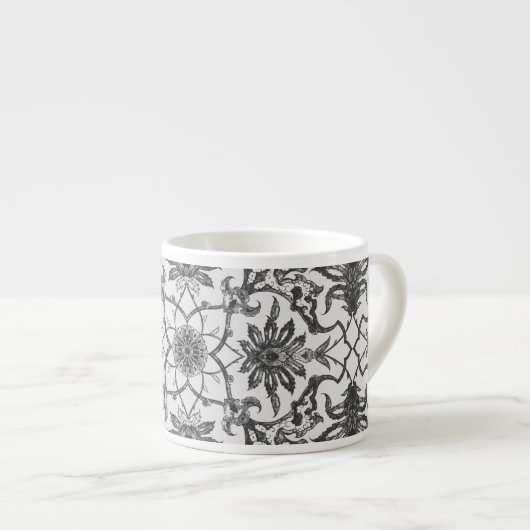 Art Nouveau Chinese Pattern - Silver Gray Espressotasse (Vorderseite Rechts)
