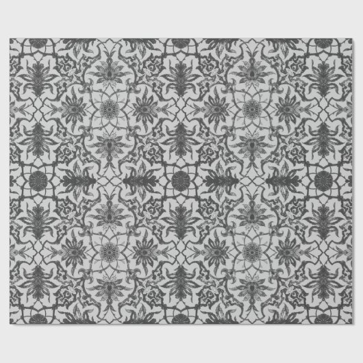 Art Nouveau Chinese Pattern - Silver Gray Geschenkpapier (Flach)