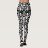 Art Nouveau Chinese Pattern - Weiß und Schwarz Leggings (Rückseite)