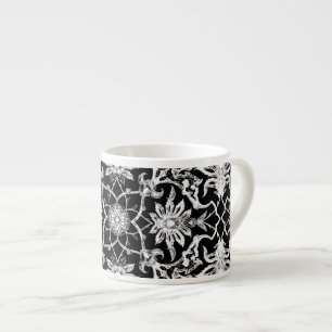 Art Nouveau Chinese Pattern - White on Black Espressotasse