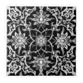 Art Nouveau Chinese Pattern - White on Black Fliese (Vorderseite)