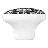 Art Nouveau Chinese Pattern - White on Black Keramikknauf (Seitenansicht)