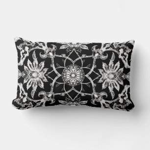 Art Nouveau Chinese Pattern - White on Black Lendenkissen