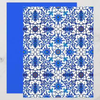 Art Nouveau Chinese Tile, Cobalt Blue & White