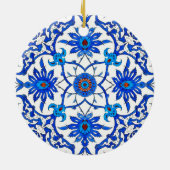 Art Nouveau Chinese Tile - Cobalt Blue & White Keramik Ornament (Hinten)