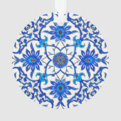 Art Nouveau Chinese Tile - Cobalt Blue & White Ornament (Rückseite)