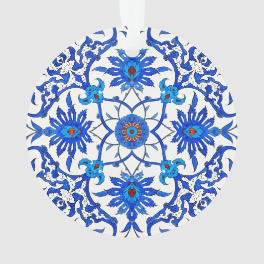 Art Nouveau Chinese Tile - Cobalt Blue & White Ornament (Rückseite)