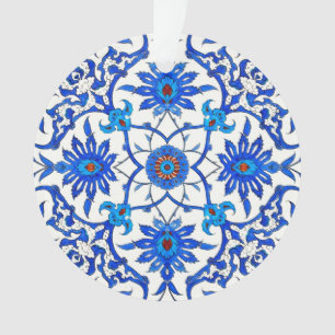 Art Nouveau Chinese Tile - Cobalt Blue & White Ornament
