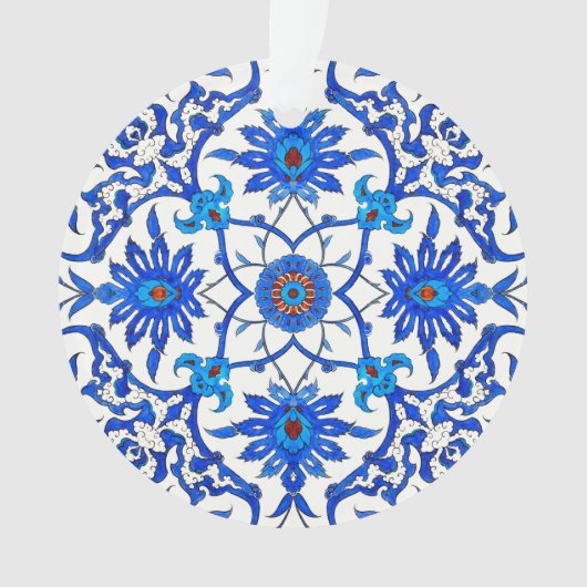 Art Nouveau Chinese Tile - Cobalt Blue & White Ornament (Vorderseite)