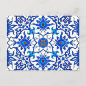Art Nouveau Chinese Tile - Cobalt Blue & White Postkarte (Vorderseite)
