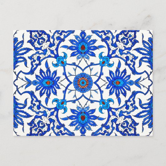 Art Nouveau Chinese Tile - Cobalt Blue & White Postkarte (Vorderseite)