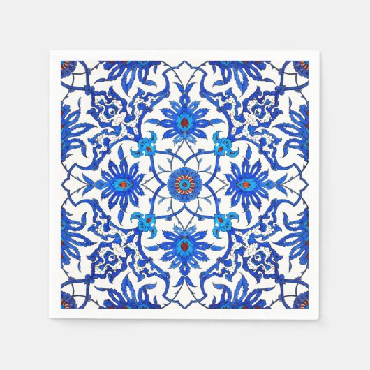 Art Nouveau Chinese Tile - Cobalt Blue & White Serviette (Vorderseite)