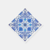 Art Nouveau Chinese Tile - Cobalt Blue & White Serviette (Ecke)