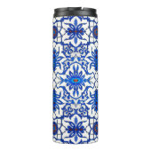 Art Nouveau Chinese Tile, Cobalt Blue & White Thermosbecher (Rückseite)