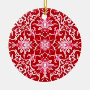 Art Nouveau Chinese Tile - Deep Red Keramikornament