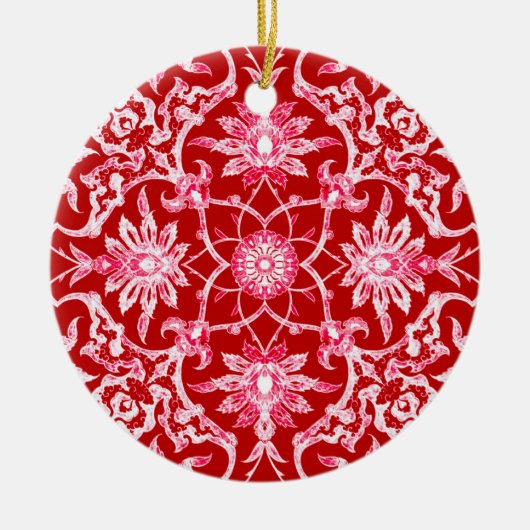 Art Nouveau Chinese Tile - Deep Red Keramikornament (Vorne)