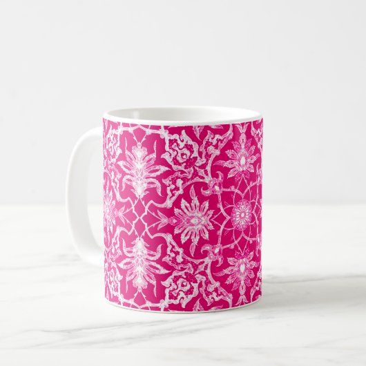 Art Nouveau Chinese Tile - Fuchsia Pink Kaffeetasse (Vorderseite Links)