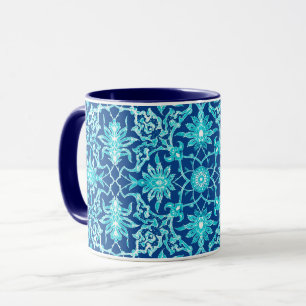 Art Nouveau Chinese Tile - Türkis und Blau Tasse