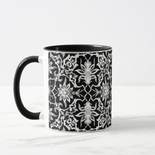 Art Nouveau Chinese Tile - White on Black Tasse (Links)