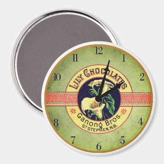 Art nouveau chocolate advertisement clock  magnet (Vorderseite/Rückseite)