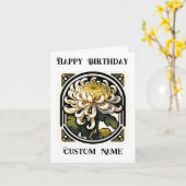 Art Nouveau Chrysanthemum November Geburtstagsfeie Karte (Gelbe Blume)