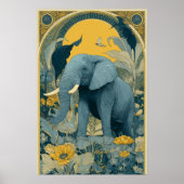 Art Nouveau Circus Poster in Blue and Yellow (Vorne)