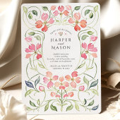 Art Nouveau Coral Dogwood Blumenzehen Einladung