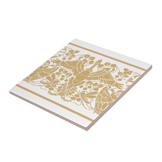 Art Nouveau Crane & Owls Frieze Pattern Fliese (Seite)