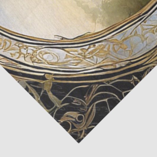 Art Nouveau Cream Floral Blue n Gold Ephemera 2A Seidenpapier (Ausschnitt)