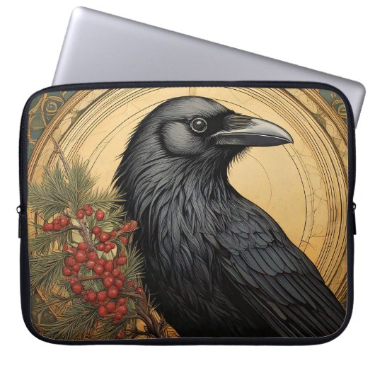 Art Nouveau Crow Laptop Bag Laptopschutzhülle (Vorderseite)