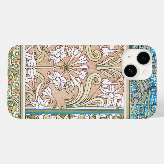 Art Nouveau daffodil Verneui Textilfloralkunst Case-Mate iPhone Hülle (Rückseite (Horizontal))