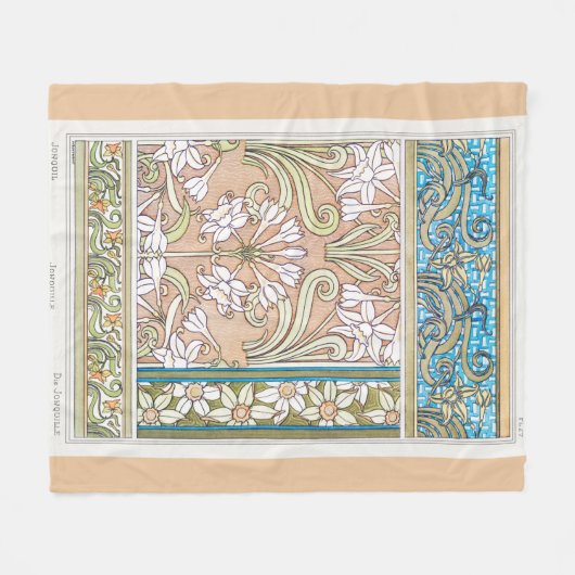 Art Nouveau daffodil Verneui Textilfloralkunst Fleecedecke (Vorderseite (Horizontal))